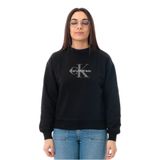 Calvin Klein Kadın LS Monologo French Terry RLXDCR Sweatshirts Black XL