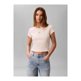 Calvin Klein Kadın Marka Logolu Günlük Kullanıma Uygun Ekru T-Shirt LV047C200G F7J