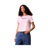 Calvin Klein Kadın Marka Logolu Pamuklu Günlük Kullanıma Uygun Pembe T-Shirt LV047C821G W0S, Pembe, XS