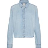 Calvin Klein Kadın Mavi Calvin Klein Cropped Ls Shırt Brıghton Blue Kadın Mavi Kot Gömlek - 01-Mavi