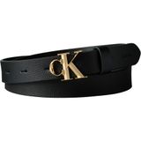 Calvin Klein Kadın Metal Tokalı Marka Logolu Deri Siyah-Gold Kemer Lv04F7060G-Yıh,Siyah-Gold 75