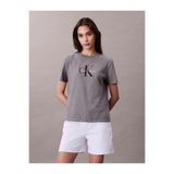 Calvin Klein Kadın Monogram Logolu T-Shirt - Gri