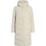 Calvin Klein Kadın Monologo Non Down Long Puffer Mont, Uzun Kışlık Dolgu Mont, Krem, XS Beden
