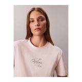 Calvin Klein Kadın Normal Kalıp %100 Pamuklu CK Logo Detaylı Kısa Kollu Pembe T-Shirt LV047D873G-WFI
