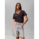 Calvin Klein Kadın Normal Kalıp %100 Pamuklu V Yaka Kısa Kollu Koyu Gri T-Shirt LV047B205G-4XN