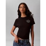 Calvin Klein Kadın Normal Kalıp Göğsünde Ck Logo Imzalı Kısa Kollu Siyah T-Shirt LV047G836G-UB1