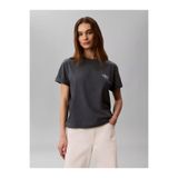 Calvin Klein Kadın Normal Kalıp Pamuklu Yuvarlak Yakalı CK Logo Baskılı Kısa Kollu Antrasit T-Shirt