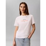 Calvin Klein Kadın Normal Kalıp Yuvarlak Yakalı Logo Baskılı Kısa Kollu Beyaz T-Shirt LV047G807G-YAF - XL