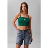 Calvin Klein Kadın Normal Kesim Ip Askılı Ck Logo Etiketli Crop Yeşil T-Shirt LV047F221G-L4G - XS
