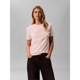 Calvin Klein Kadın Normal Kesim Logo Işlemeli Pamuklu Yuvarlak Yakalı Kısa Kollu Pembe T-Shirt LV047G829G-VG3 - XL