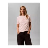 Calvin Klein Kadın Normal Kesim Logo İşlemeli Pamuklu Yuvarlak Yakalı Kısa Kollu Pembe T-Shirt