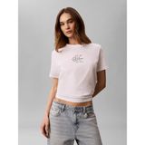 Calvin Klein Kadın Normal Kesim Pamuklu Yuvarlak Yakalı Ck Logo Baskılı Kısa Kollu Beyaz T-Shirt LV047G831G-YAF - XS