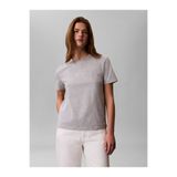 Calvin Klein Kadın Normal Kesim Pamuklu Yuvarlak Yakalı CK Logo Baskılı Kısa Kollu Gri T-Shirt