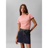 Calvin Klein Kadın Normal Kesim Pamuklu Yuvarlak Yakalı Ck Logo Baskılı Kısa Kollu Pembe T-Shirt LV047G831G-1FS - XL