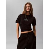 Calvin Klein Kadın Normal Kesim Pamuklu Yuvarlak Yakalı Ck Logo Baskılı Kısa Kollu Siyah T-Shirt LV047G831G-UB1 - XS