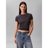 Calvin Klein Kadın Normal Kesim Pamuklu Yuvarlak Yakalı Kısa Kollu Koyu Gri T-Shirt LV047B224G-4XN - XS