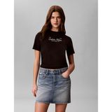 Calvin Klein Kadın Normal Kesim Yuvarlak Yakalı Logo Baskılı Pamuklu Kısa Kollu Siyah T-Shirt LV047G804G-UB1
