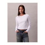Calvin Klein Kadın Pamuklu Bisiklet Yaka Uzun Kollu Beyaz T-Shirt LV047A803G-YAA