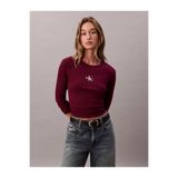 Calvin Klein Kadın Pamuklu Bisiklet Yaka Uzun Kollu Bordo T-Shirt