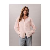Calvin Klein Kadın Pamuklu Poplin Relaxed Fit Gömlek - S - Açık Pembe