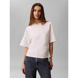 Calvin Klein Kadın Pamuklu Rahat Kalıp Yuvarlak Yakalı Kısa Kollu Beyaz T-Shirt LV047G235G-YAF - XS