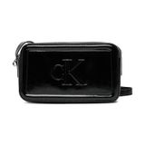Calvin Klein Kadın Parlak Deri Fermuar Kapama Ayarlanabilir Askı Ck Yazı Desen Siyah Omuz Çantası Lv04f3331g-ub1-12117 Siyah