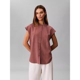 Calvin Klein Kadın Rahat Kalıp Kısa Kollu Dikiş Detaylı Bordo Gömlek LV047F109G-41J - XL