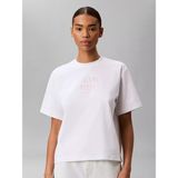 Calvin Klein Kadın Rahat Kesim Yuvarlak Yakalı Logo Baskılı Kısa Kollu Pamuklu Beyaz T-Shirt LV047G810G-YAF - XL
