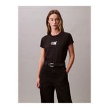 Calvin Klein Kadın Regular Fit %100 Pamuklu CK Logolu Kısa Kollu Siyah T-Shirt