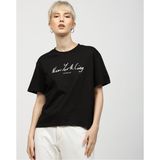 Calvin Klein Kadın Regular Fit Bisiklet Yaka Desenli Kısa Kollu Siyah T-Shirt J20J224909-BEH - M