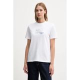 Calvin Klein Kadın Regular Fit Göğüste Baskı Desenli Yuvarlak Yakalı %100 Pamuk Kısa Kollu Beyaz T-Shirt LV047C85