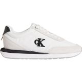 Calvin Klein Kadın Runner Sneaker Retro Lace Up Low Top, Beyaz Parlak Beyaz Siyah, 40 EU