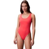 Calvin Klein Kadın Scoop Back One Piece Lv00q61205 Mayo (Tekli Paket), Pembe (Punch Pink), XS