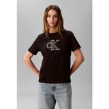 Calvin Klein Kadın Slim Fit Kısa Kollu Pamuklu Siyah T-Shirt LV047F829G-UB1