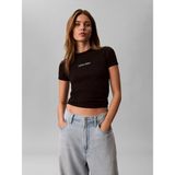 Calvin Klein Kadın Slim Fit Yuvarlak Yakalı Logo Detaylı Kısa Kollu Siyah T-Shirt LV047G816G-UB1