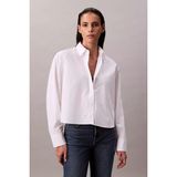 Calvin Klein Kadın Solid Boxy Cropped Shirt Gömlek - Beyaz - XL