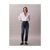 Calvin Klein Kadın Solid Boxy Fit Crop Gömlek - Açık Beyaz