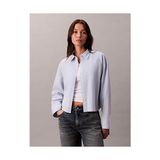 Calvin Klein Kadın Solid Boxy Fit Crop Gömlek - Gri