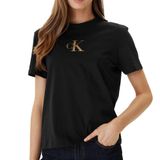 Calvin Klein Kadın Ss Classic Foil Grafik Detaylı T-Shirt,Siyah Xs