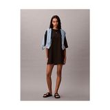Calvin Klein Kadın Ss Oversize Woven Label T-Shirt Elbise,Siyah M