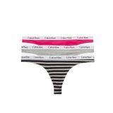 Calvin Klein Kadın string tanga (3'lü paket), Çok Renkli (Pembe/Gri/Rainer Stripe_Silver), XL