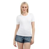 Calvin Klein Kadın tişörtü, kısa kollu, dokuma etiket, fitilli kesim, yuvarlak yaka, Beyaz (Bright White), XS