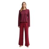 Calvin Klein Kadın Uzun Kollu Flanel Pijama Takımı, Kırmızı, XL