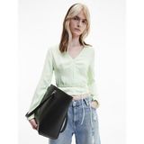 Calvin Klein Kadın Uzun Kollu Wrap Bluz - Yeşil - M