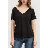Calvin Klein Kadın V Yaka T-Shirt, Siyah, L Beden