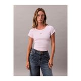 Calvin Klein Kadın Woven Label Baby Rib Baby T-Shirt
