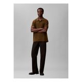 Calvin Klein Kahverengi Erkek Nakışlı Polo T-Shirt LV04LC239G4S4_SS REFINED PIQUE TIPP
