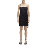 Calvin Klein Kare Yaka Kısa Keten Mini Elbise, Siyah, 36
