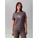 Calvin Klein Kısa Kol Ck Yazı Detay Bisiklet Yaka T-Shirt, XS, LV044E215G, Gri, Kadın
