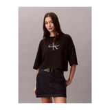 Calvin Klein Kısa Kollu Kutulu Kesim Kısa Monologo Kadın Siyah T-shirt LV047F828G-UB1